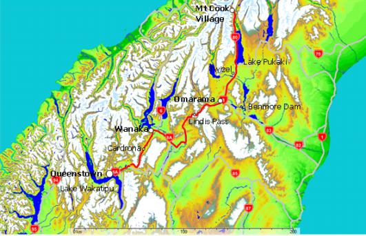 Mt Cook to Queenstown via the Lindis Pass and Wanaka